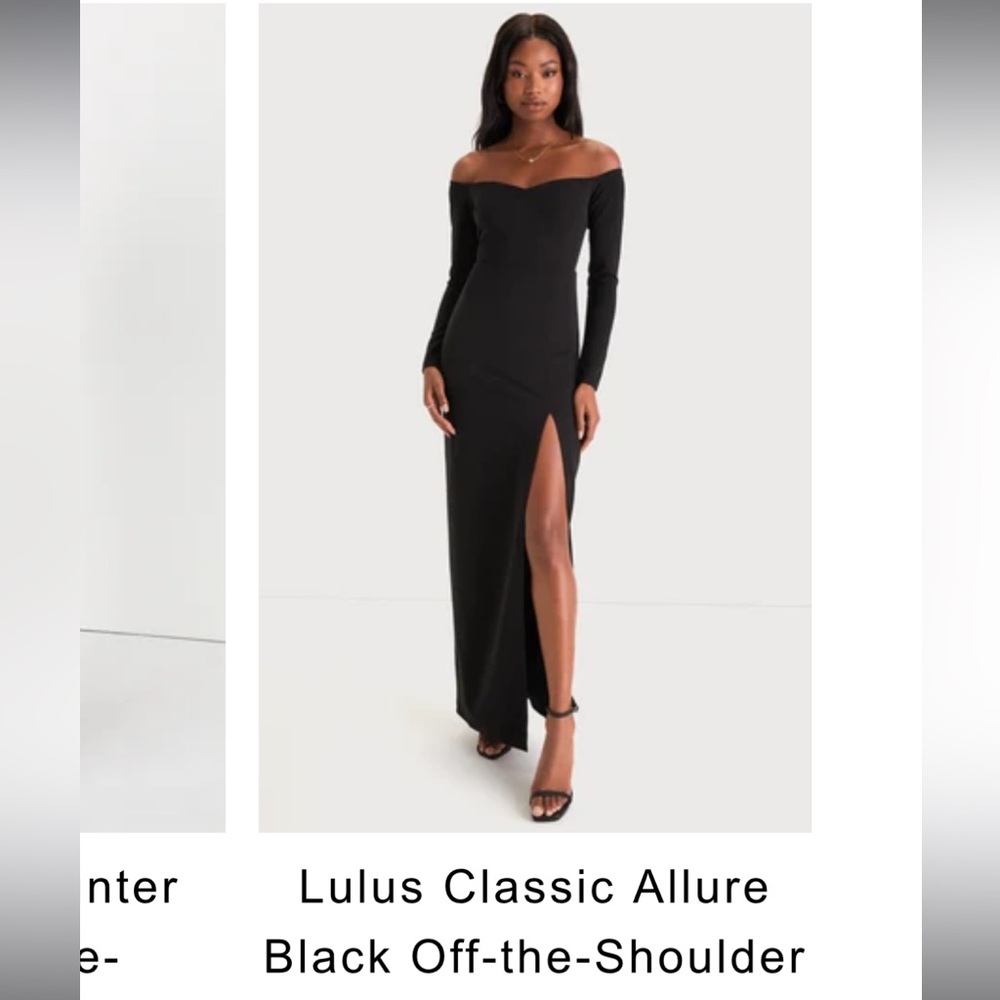 COPY - Lulus Classic Allure Black Off-the-Shoulder Long Sleeve Maxi Dress